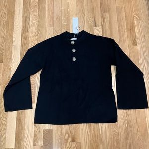 Black ribbed henley sweater